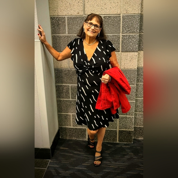 Loft Women's Brushstroke Knotted Swing Dress Size Large - Picture 11 of 11